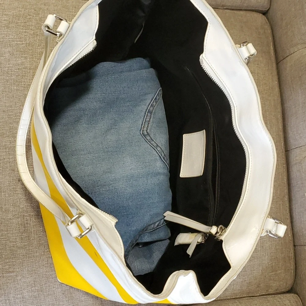 Coach sunburst yellow white stripe shoulder bag - Picture 13 of 16